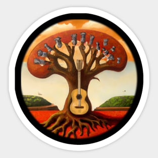 Acoustic Guitar Tree Of Life Guitar Player Nature Guitarist Sticker